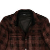 Genuine Leather Plaid Button Down Shirt - Burgundy / Black