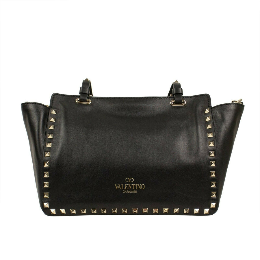 Rockstud Mini Vitello Leather Tote Shoulder Bag - Black