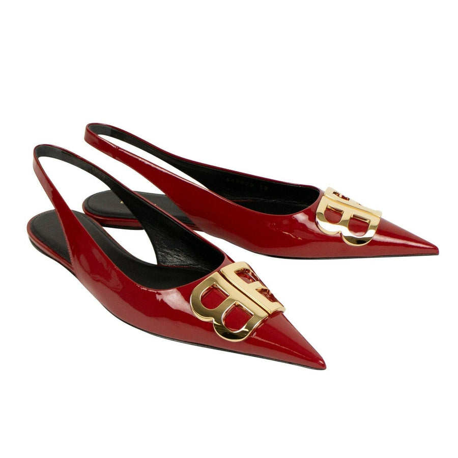 BB Patent Leather Slingback Ballerina Flats - Red