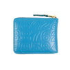 Leather Number Embossed Small Wallet - Blue