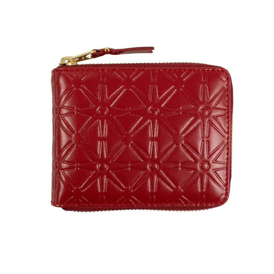 Leather Star Embossed Small Wallet - Red