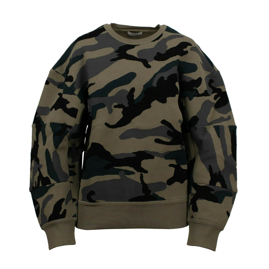 Camouflage Crew Neck Sweater Top - Black / Green