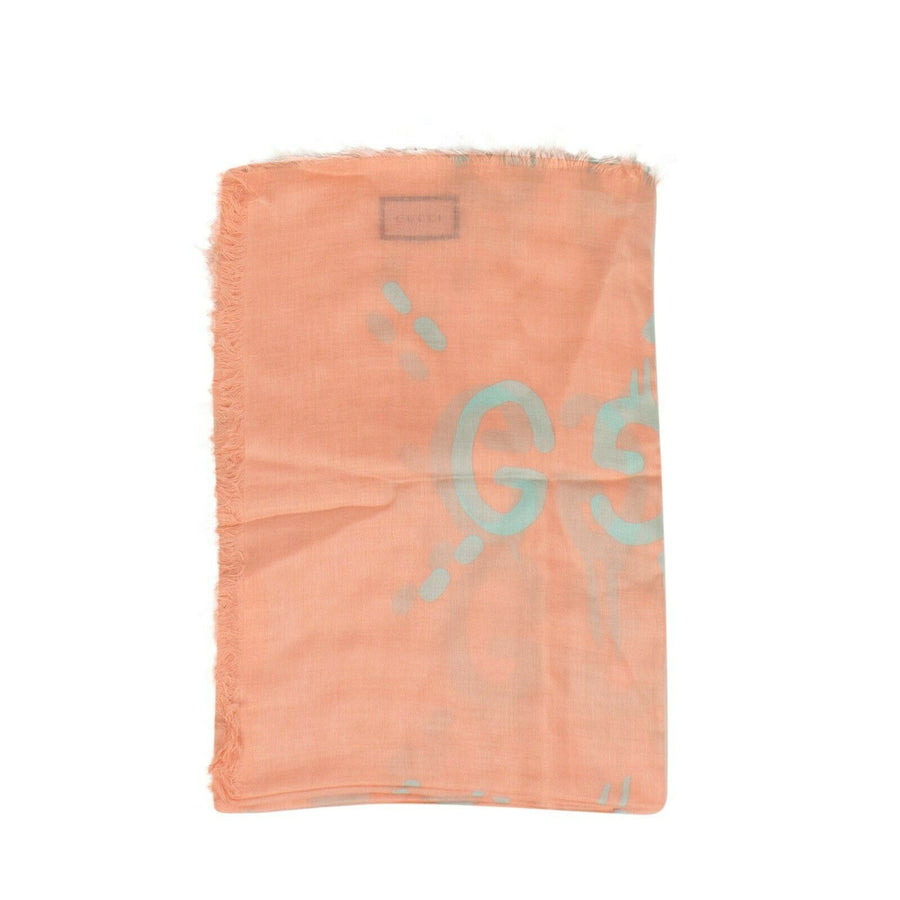 Logo 'Ghost' Printed Shawl Scarf - Pink