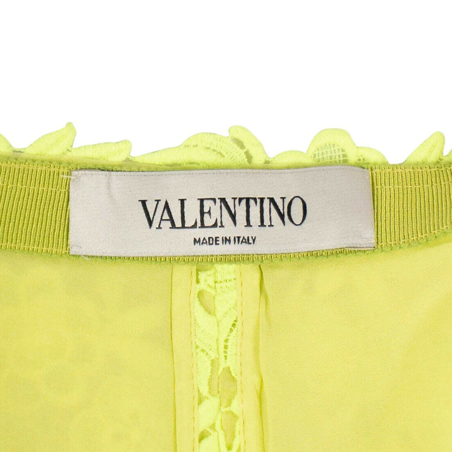 Floral Embroidered Shorts - Neon Yellow