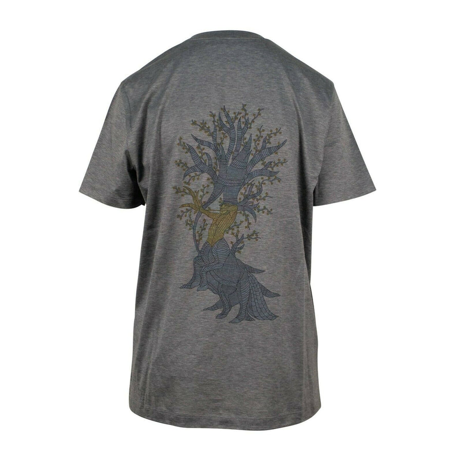 Cotton Back Design T-Shirt Top - Heather Gray