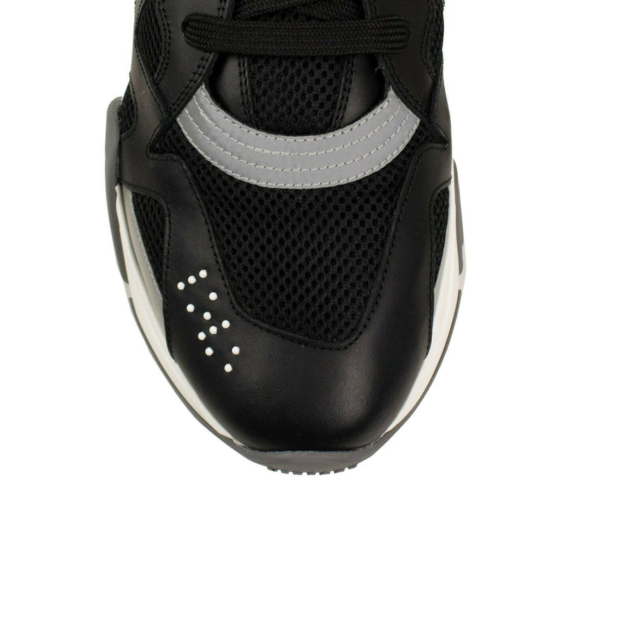 Squalo Mesh And Leather Sneakers - Black