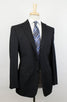 Pin Striped Wool 3 Roll 2 Button Suit - Black