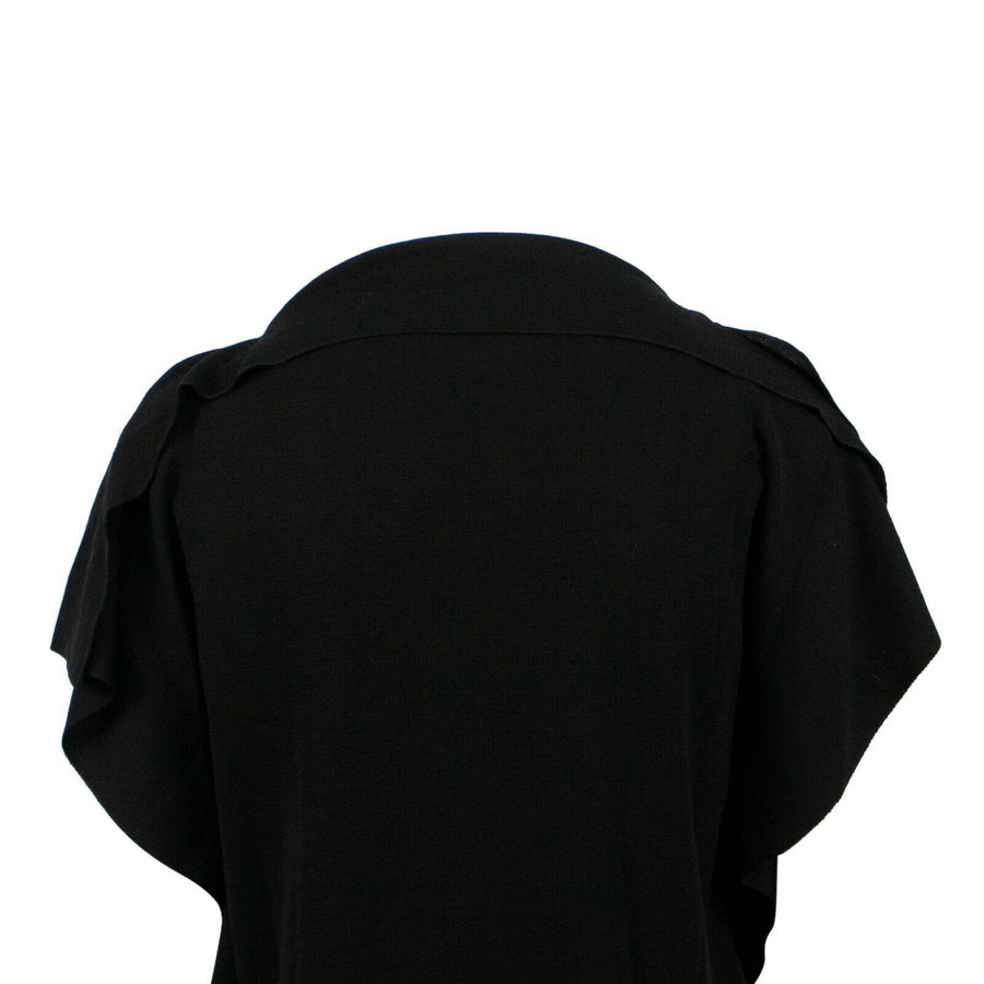 Fold Over Top Cape Sweater Top - Black