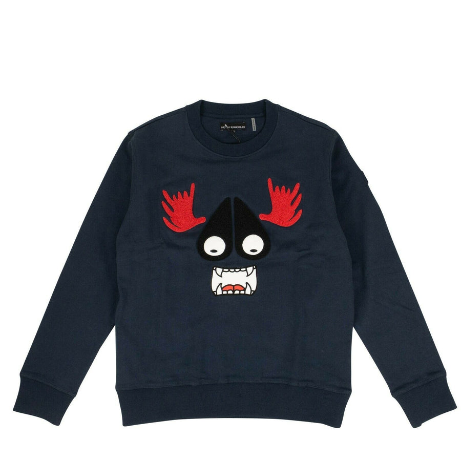 Men's Cotton 'Moose Haha' Pull-Over Sweater - Navy Blue