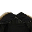 Cotton Faux Fur Hood Long Parka Coat - Black