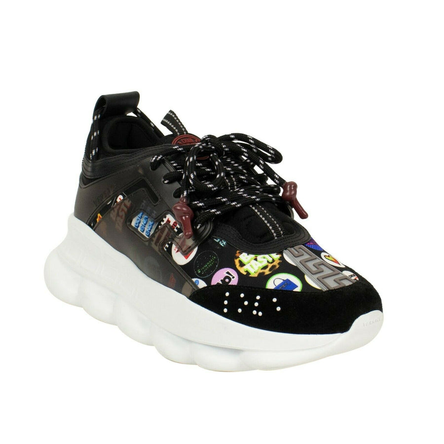 'Chain Reaction' Logo Print Sneakers - Black