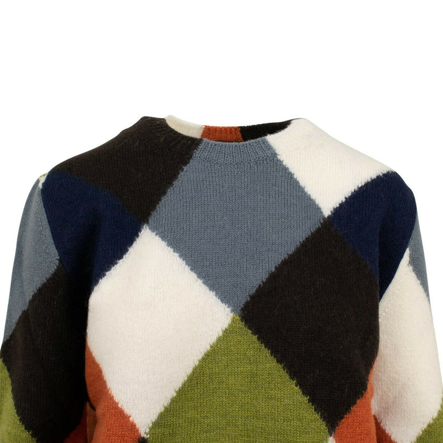 Checkered Wool Sweater Top - Multi