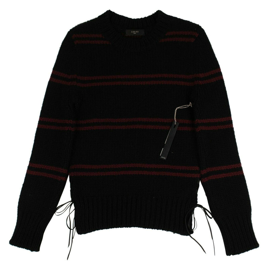 Cashmere Striped Knit Sweater - Black / Burgundy