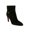 Suede V Logo Ankle Boots Heels - Black