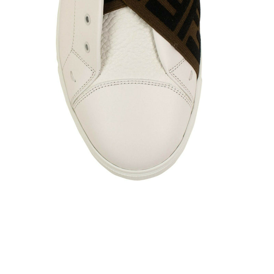 Leather Laceless FF-Strap Sneakers - White