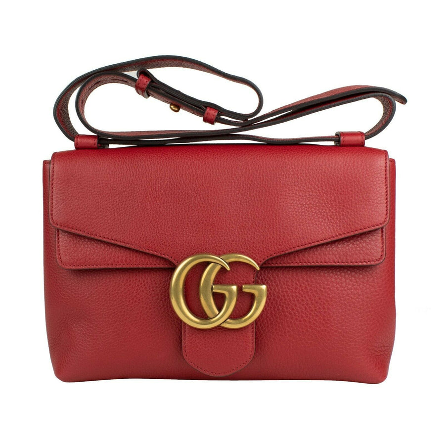 Leather Borsa GG Marmont Shoulder Bag - Red