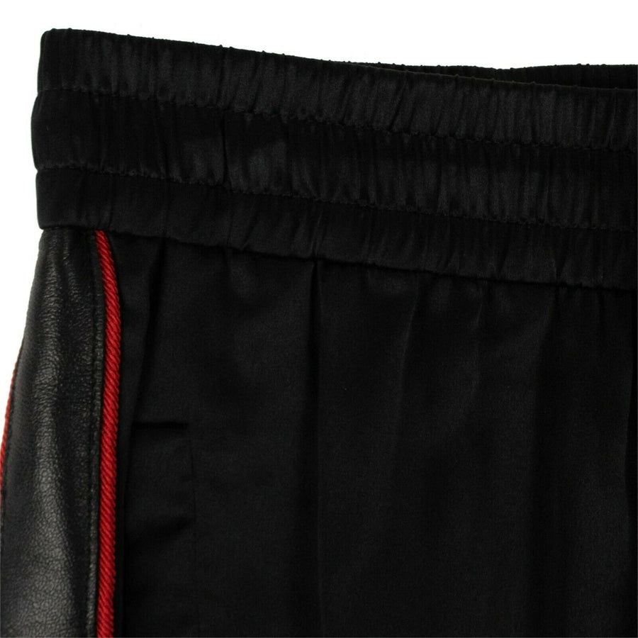 Silk And Leather Track Pants - Black