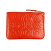 Leather Number Embossed Wallet Pouch - Orange