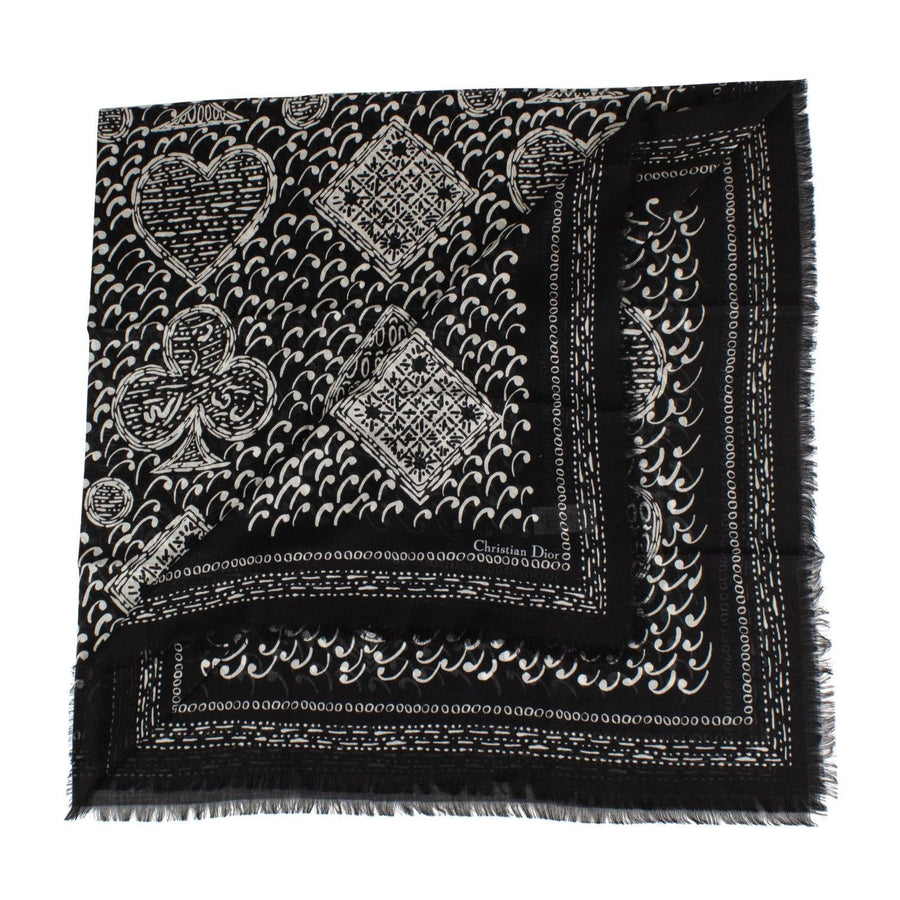 Paisley Cards Cashmere-Silk Scarf - Black / White