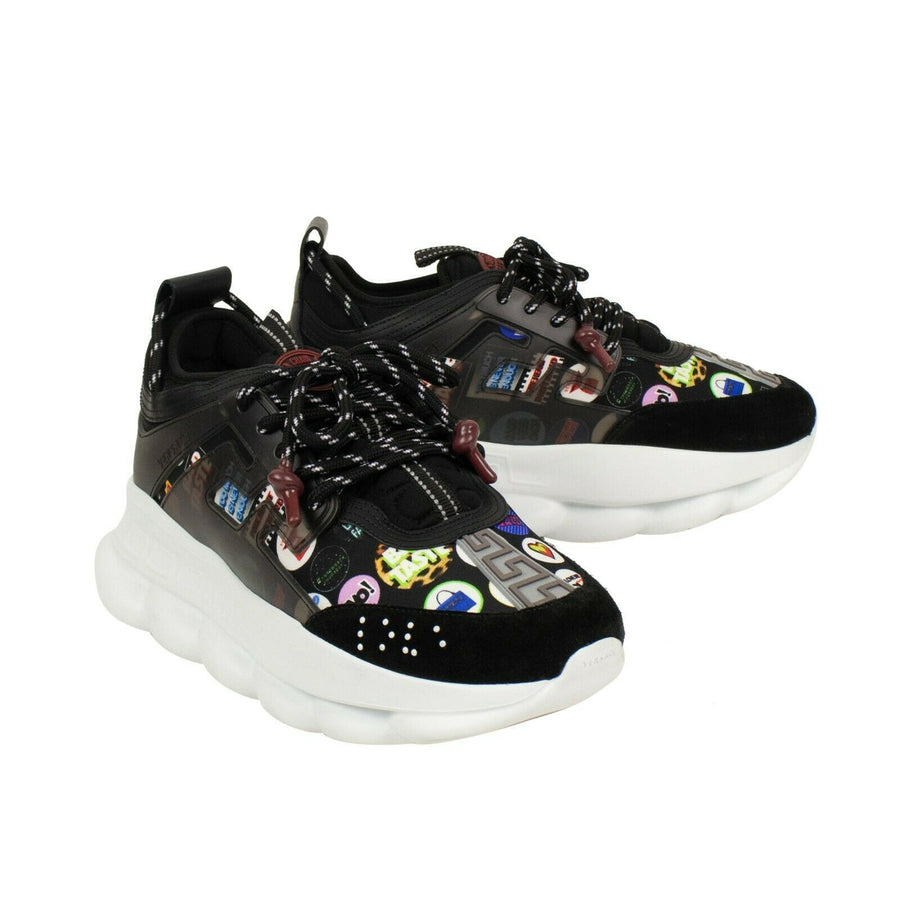 'Chain Reaction' Logo Print Sneakers - Black