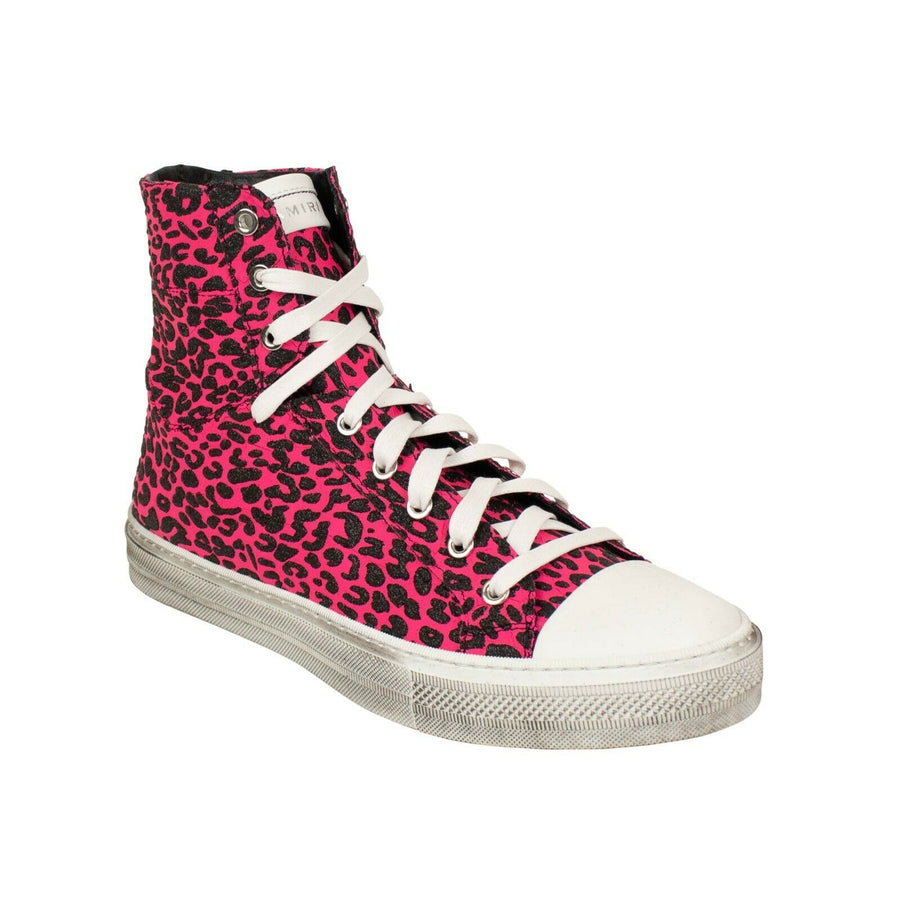 'Sunset' Pink/White Leopard Print Sneakers