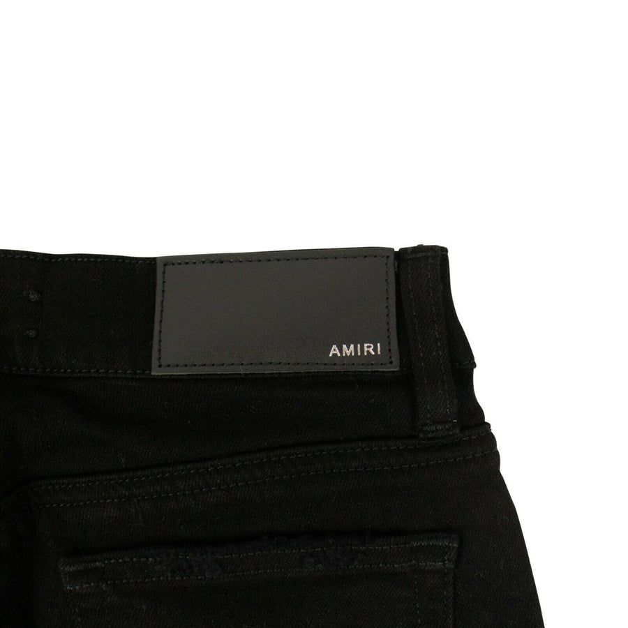 Denim Skinny MX1 Leather Patch Jeans - Black