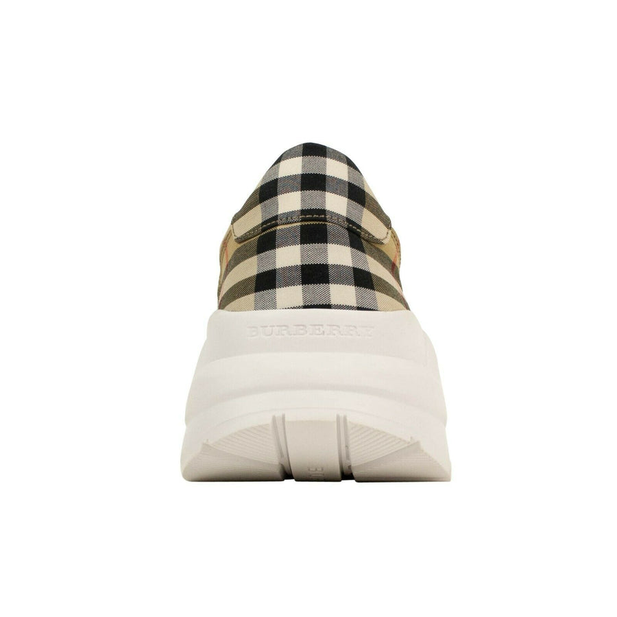 Cotton Vintage Check Embossed Sneakers - Beige