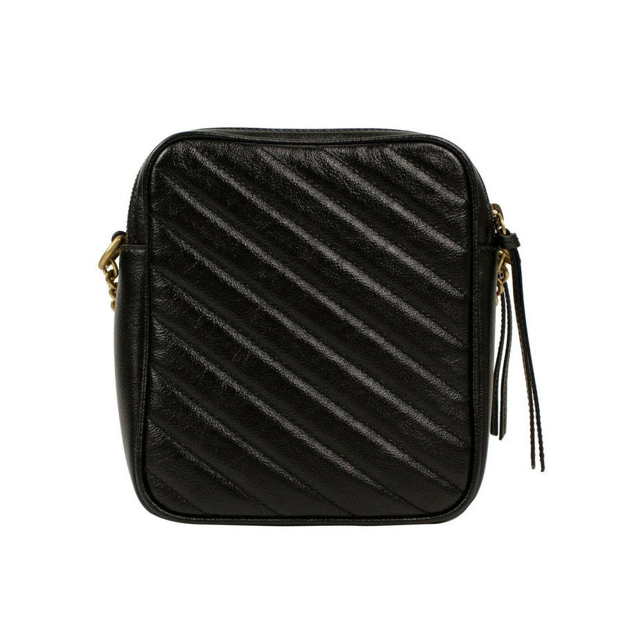 Quilted GG Marmont Tall Chevron Leather Cross Body Bag - Black