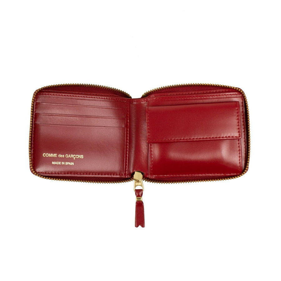 Leather Star Embossed Small Wallet - Red