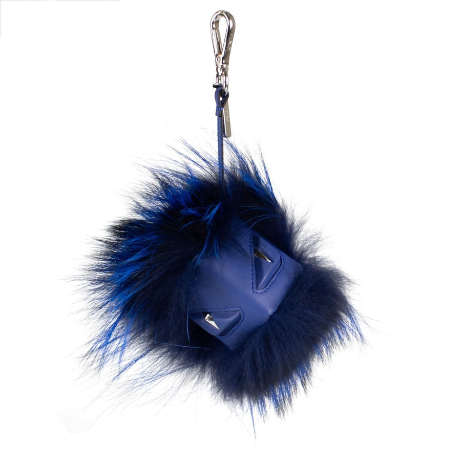 Fox Fur & Leather Monster Cube Charm - Blue