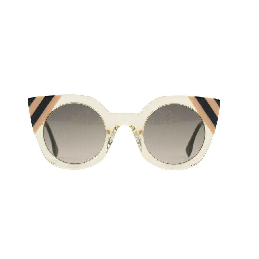 Plastic Cat Eye Sunglasses - Beige / Black / Clear