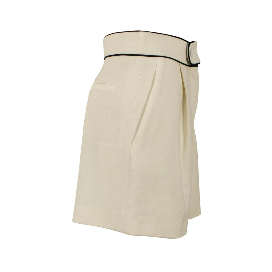 Pleated Front Wool Blend Shorts - Ivory