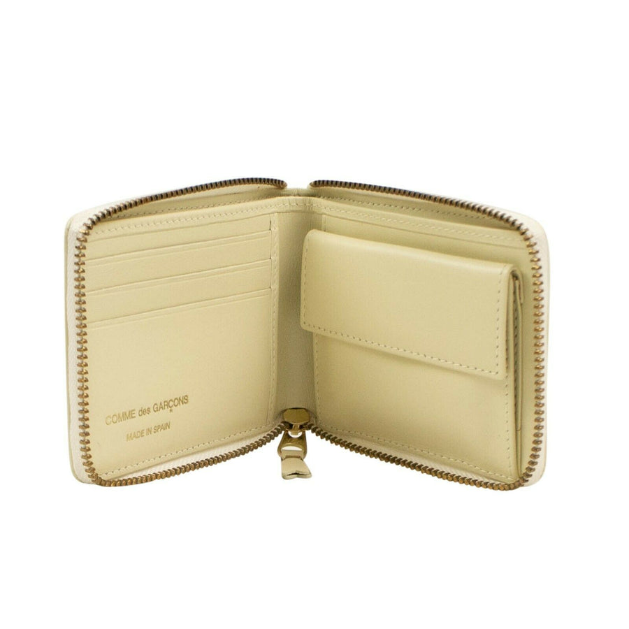 Leather Number Embossed Small Wallet - Ivory