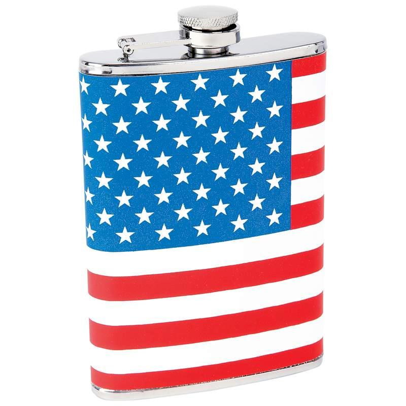 Maxam¬Æ 8oz Stainless Steel Flask with American Flag Wrap