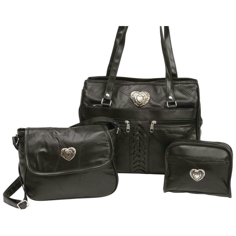 Embassy 3pc Italian Stone Design Genuine Leather Purse Set