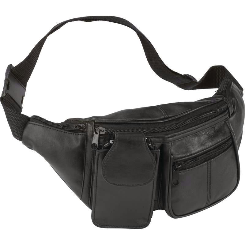 Embassy Solid Genuine Lambskin Leather 6-Pocket Waist Bag