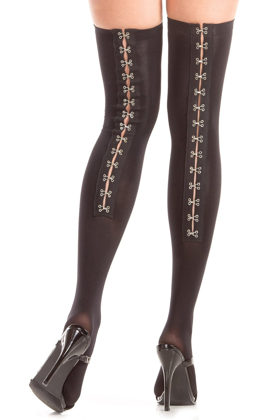 BW789 Hook and Eye Backseam Thigh Highs