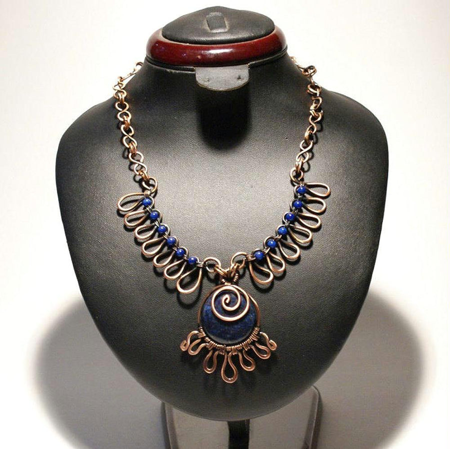 Handmade Antiqued Copper Lapis Lazuli Necklace