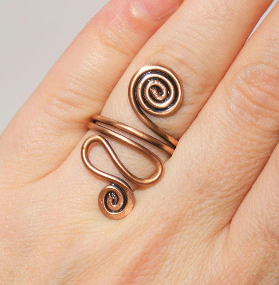 Handmade Copper Wire Wrapped Adjustable Boho Ring