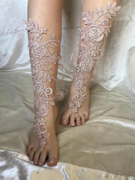 Handmade French Lace Bridal Barefoot Sandals