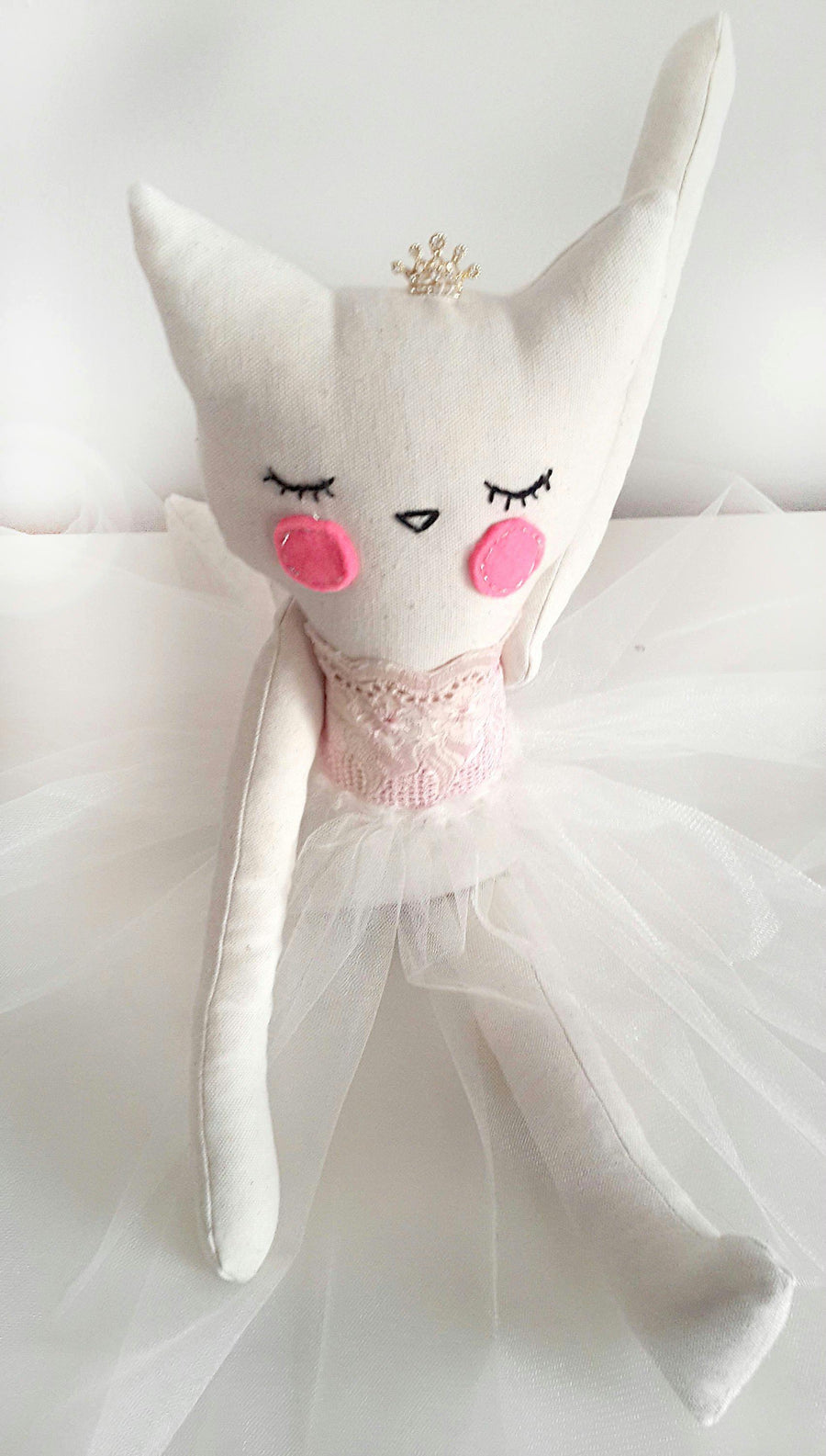 Handmade Plush Animal Doll nursery decor, Princess Kitty Ballerina