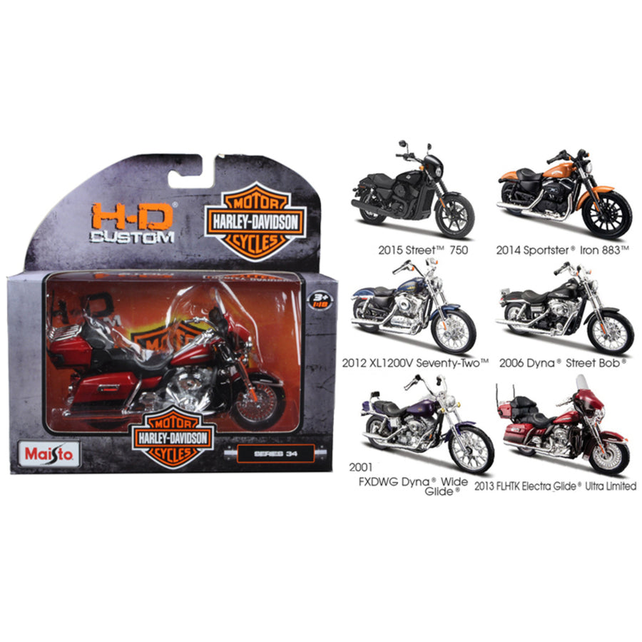 Harley Davidson Motorcycle 6pc Set Series 34 1/18 Diecast Models By Maisto 31360-34