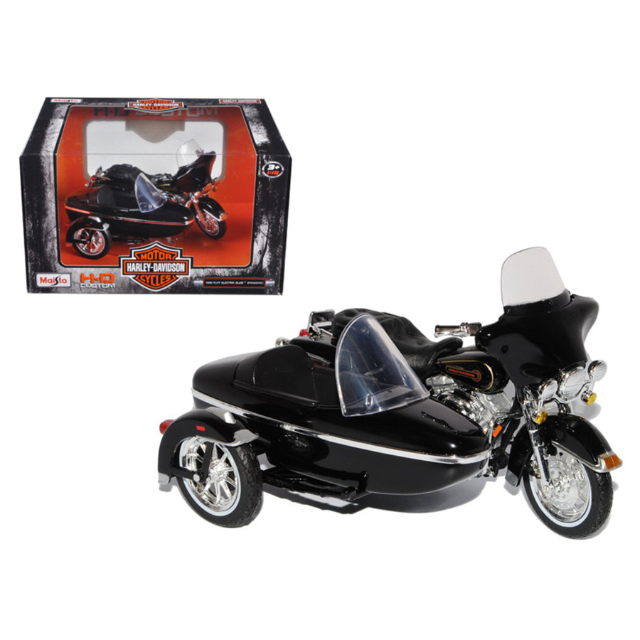 1998 Harley Davidson Flht Electra Glide Standard With Side Car Black 1/18 Diecast Motorcycle Model By Maisto 32420e-76400