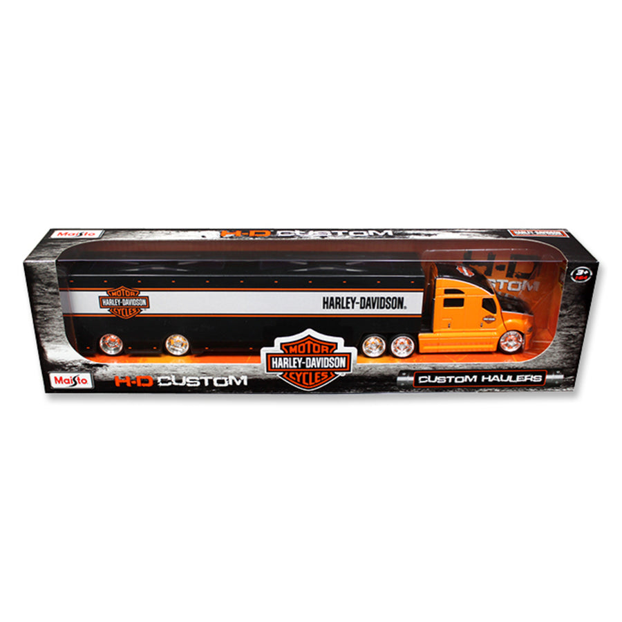 Harley Davidson Custom Hauler Trailer Orange 1/64 Diecast Model By Maisto 11516or