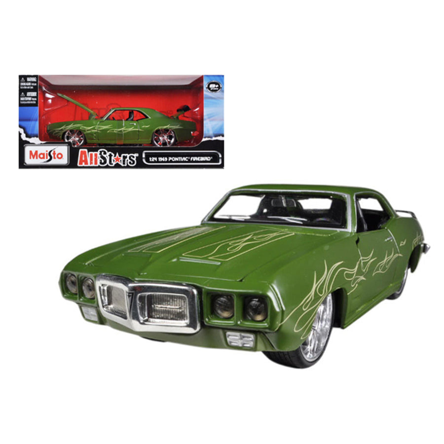 1969 Pontiac Firebird Matt Green All Stars 1/24 Diecast Model Car By Maisto 31040grn