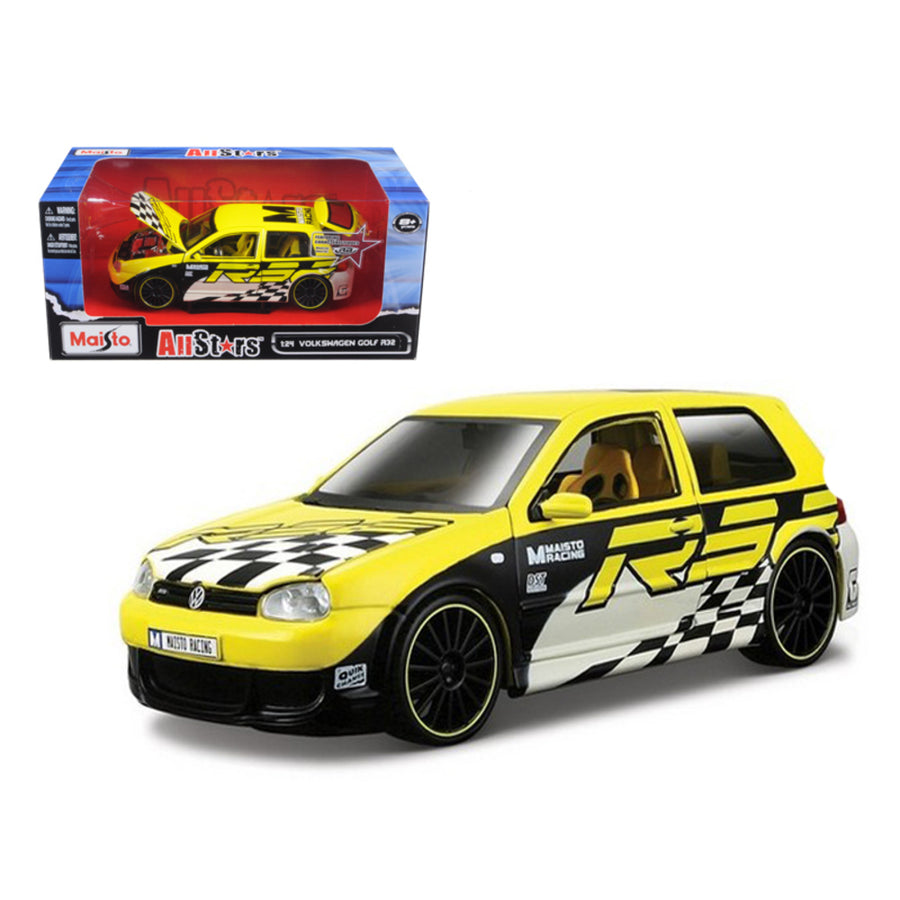 Volkswagen Golf R32 Yellow All Stars 1/24 Diecast Model Car By Maisto 31043y