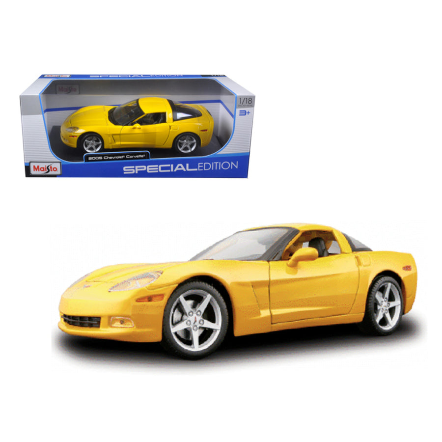 2005 Chevrolet Corvette C6 Coupe Yellow 1/18 Diecast Model Car By Maisto 31117y