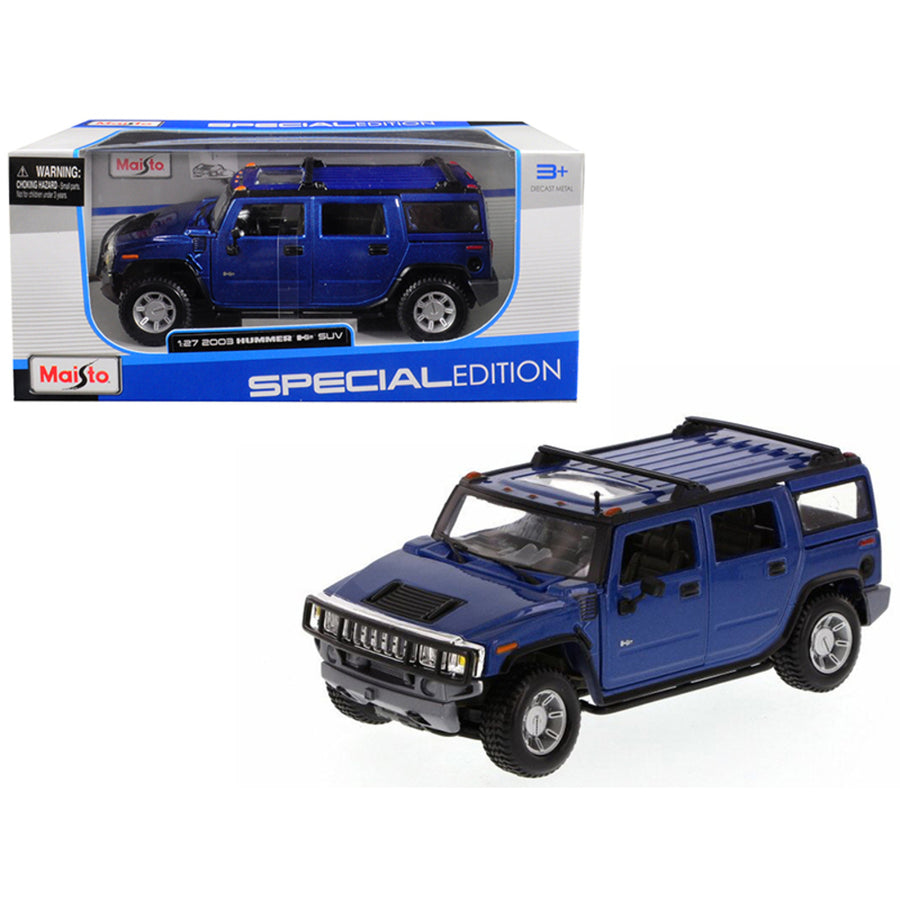 2003 Hummer H2 Suv Blue 1/27 Diecast Model Car By Maisto 31231bl