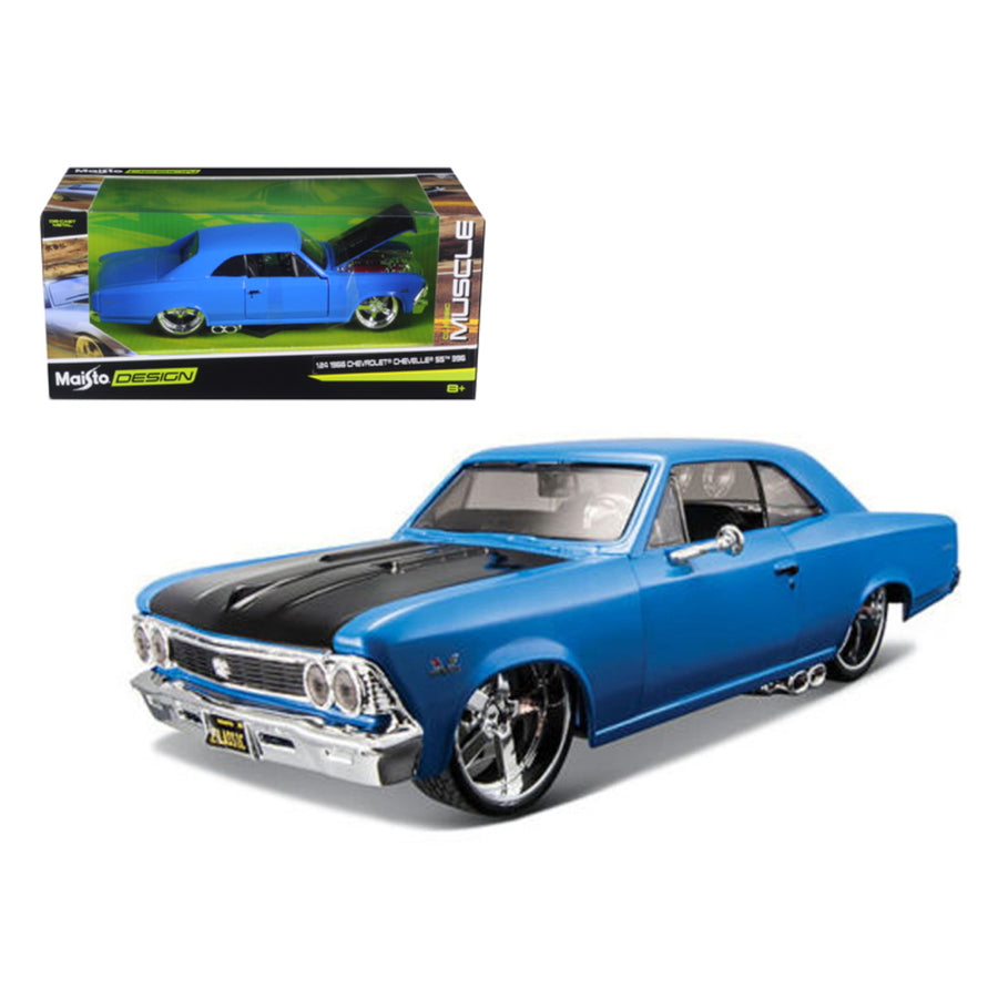 1966 Chevrolet Chevelle Ss 396 Blue Classic Muscle 1/24 Diecast Model Car By Maisto 31333bl