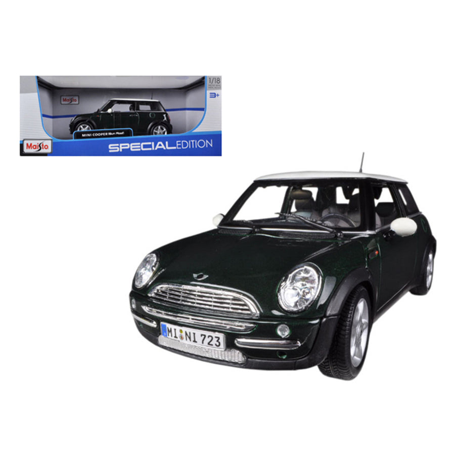 Mini Cooper With Sunroof Green 1/18 Diecast Model Car By Maisto 31656grn